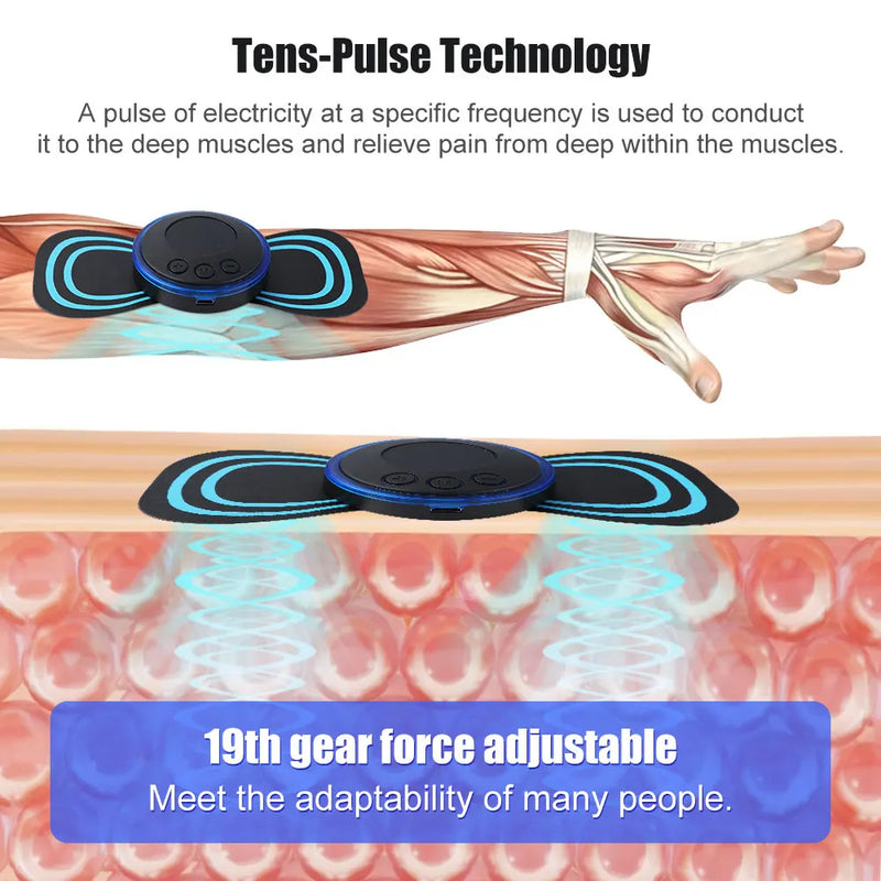Massageador elétrico recarregável 8 modos alívio da dor