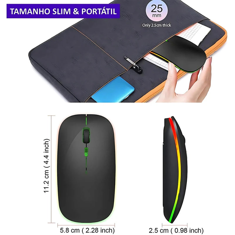 Mouse casual sem fio recarregável