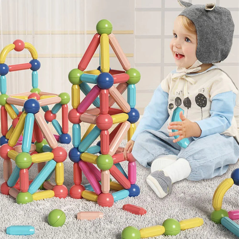 68 Blocos magnéticos para construção - Brinquedo educacional