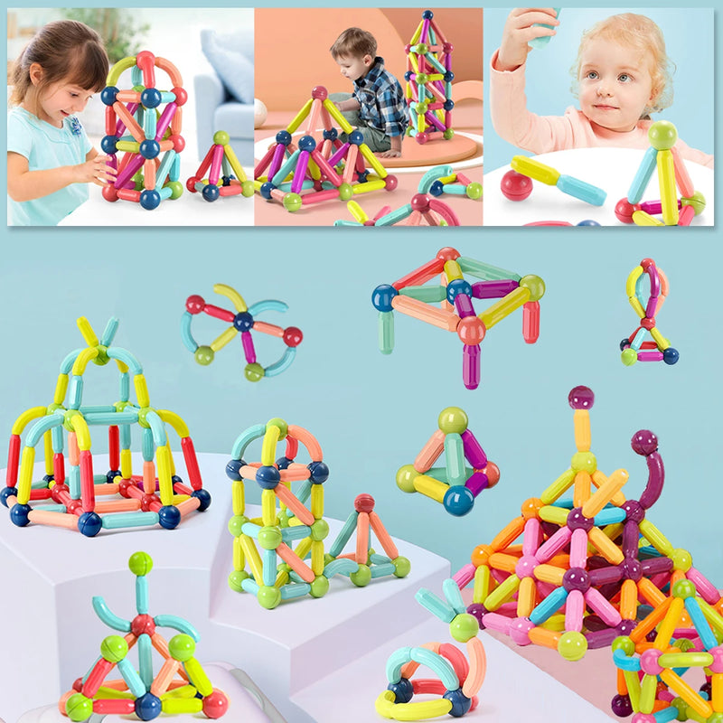 68 Blocos magnéticos para construção - Brinquedo educacional